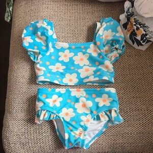 Cat & Jack Blue Floral Two-Piece Girls Swimsuit Set